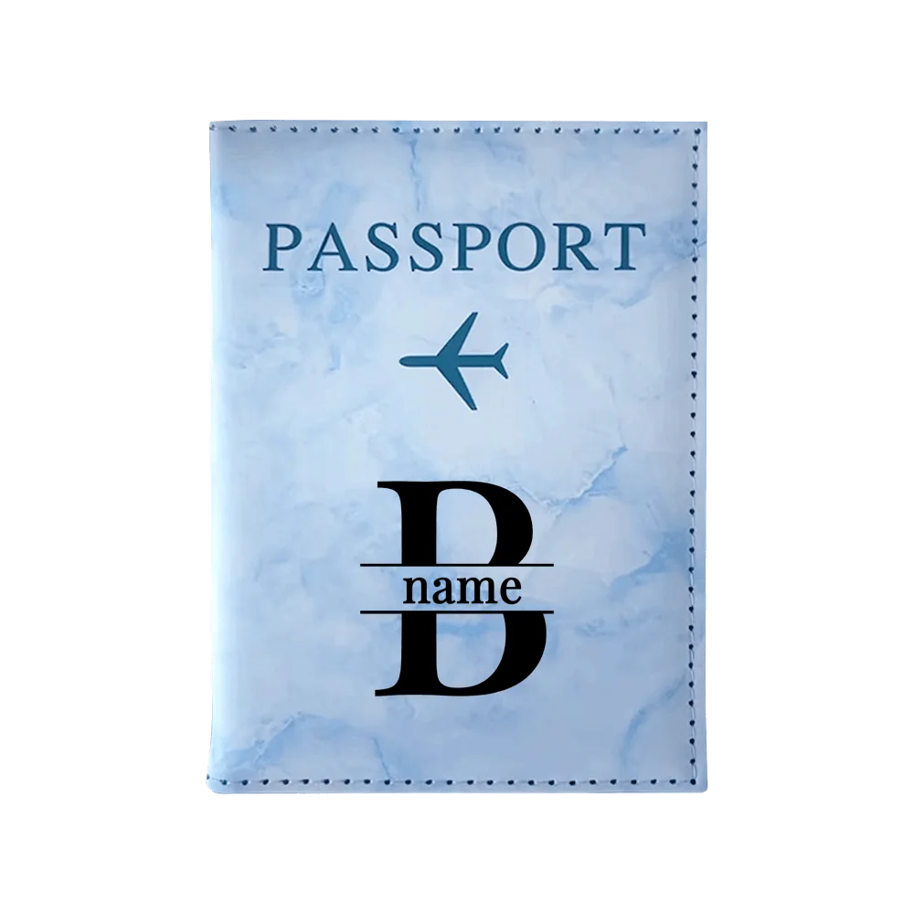 Customize Name Passport Cover Travel Wedding Passport Holder Organizer Personalized Black Initial Letter Printing Passport