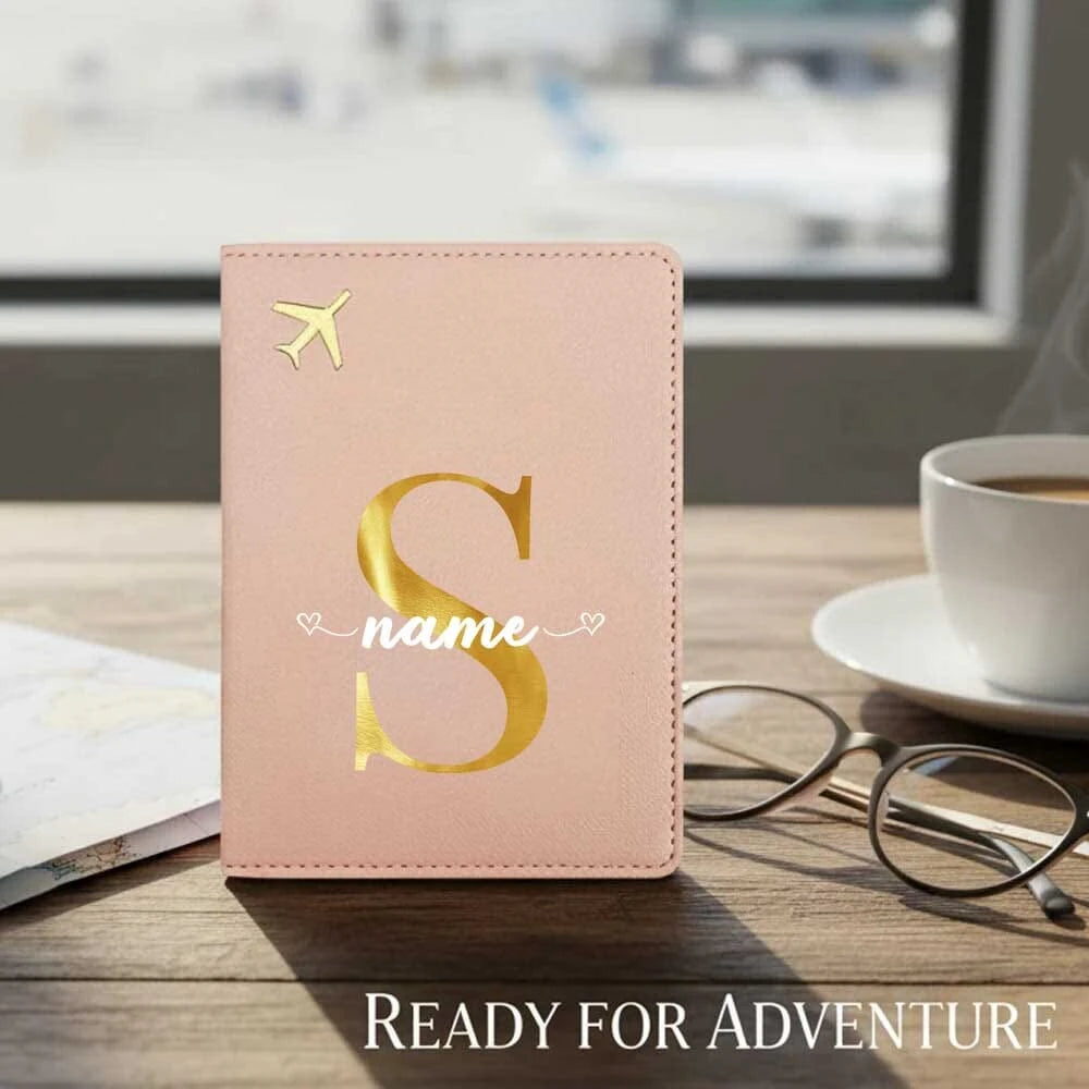 1pc Customized Name PINK Travel PU Passport Cover Passport Holder RFID Organizer Slim Wallet Coin Purse ID Card Case Ultra