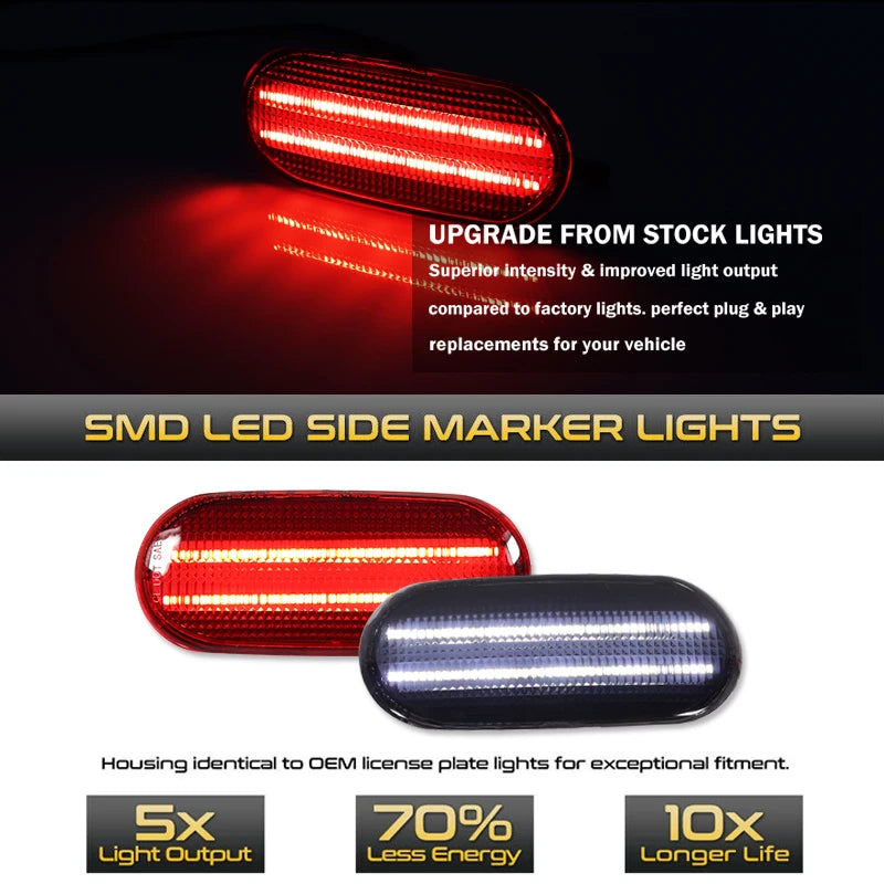iJDM for Volkswagen Beetle Red Rear Fender Sidemarker Lamps Red Driving Lights/Parking Lights,Rear Side Marker Light 1998-2005