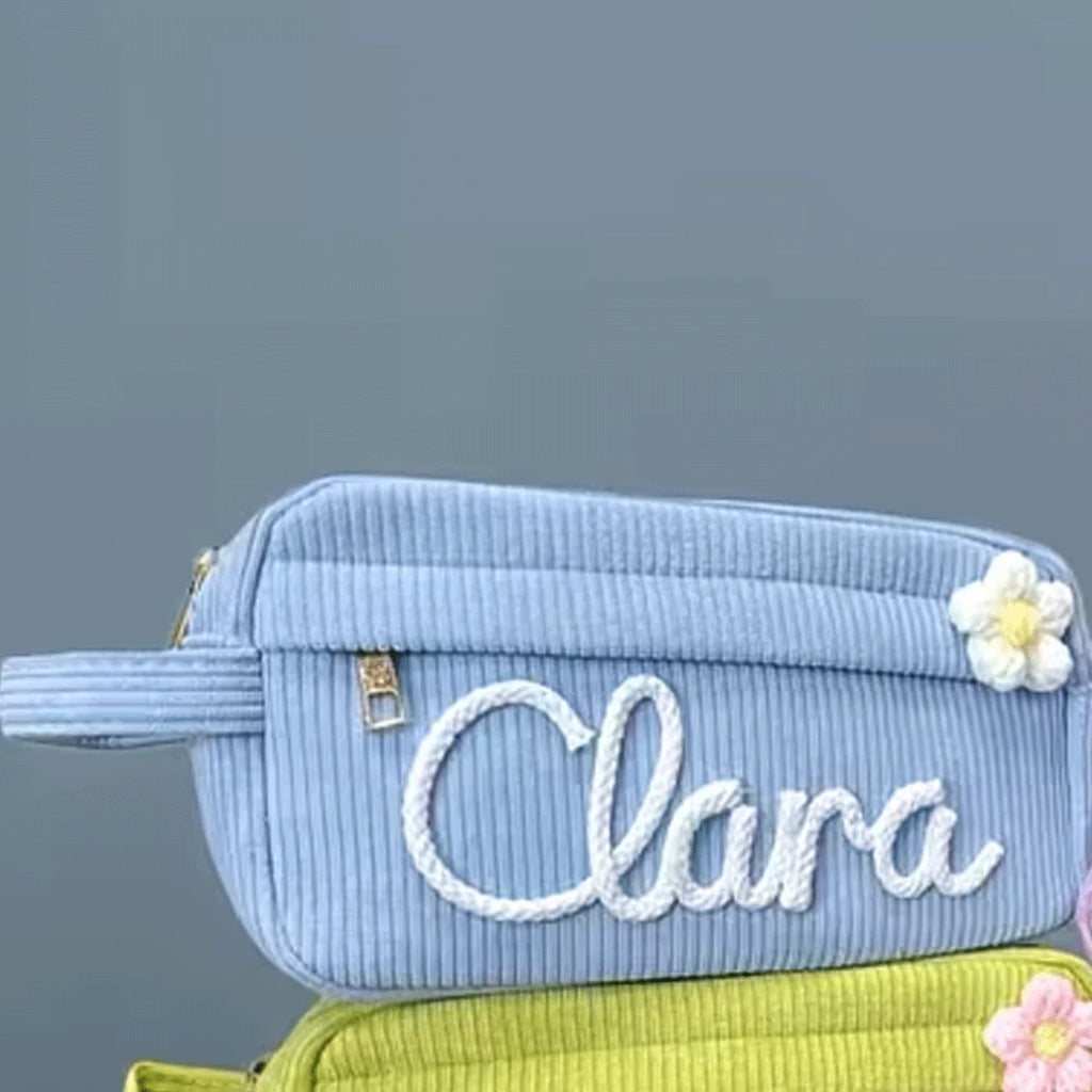 1pc Custom Corduroy Makeup Bag: Personalized yarn name bag, stylish and simple mini portable storage bag with large capacity