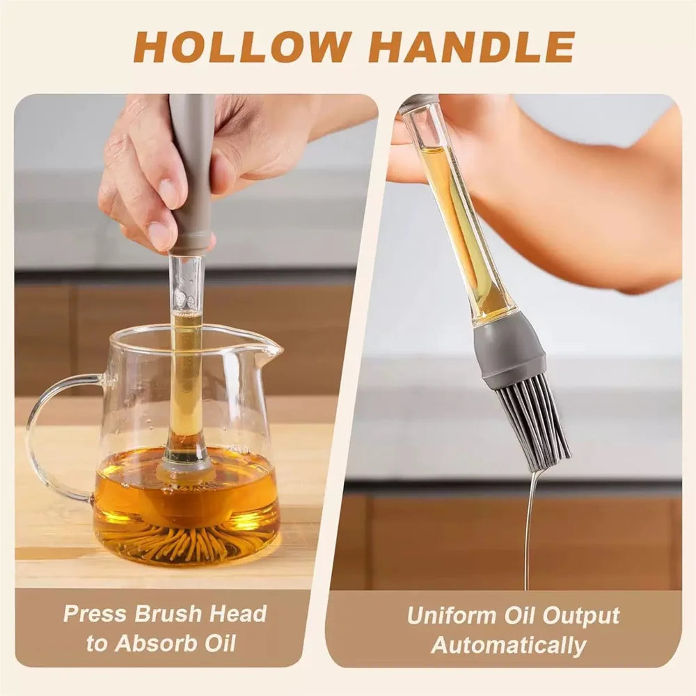 4-Piece Multifunctional Silicone Baking Tool Set with Round-Headed Barbecue Oil Brush and Kitchen Cooking Brush