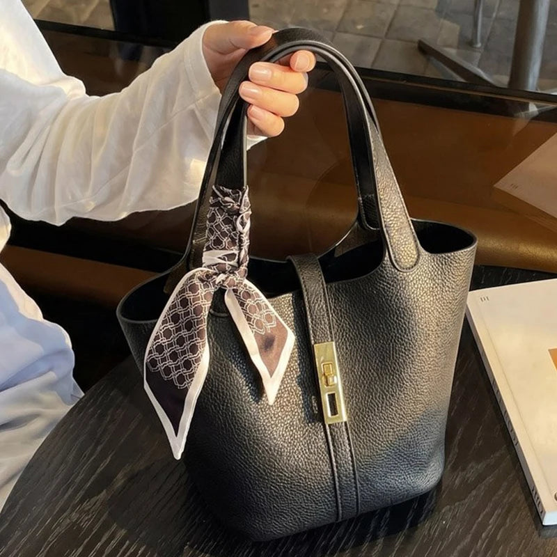 Women's Genuine Leather Handbags Bucket Bag Fashion Tote Small to Big Luxury Quality Designer Lady's Hand Bags