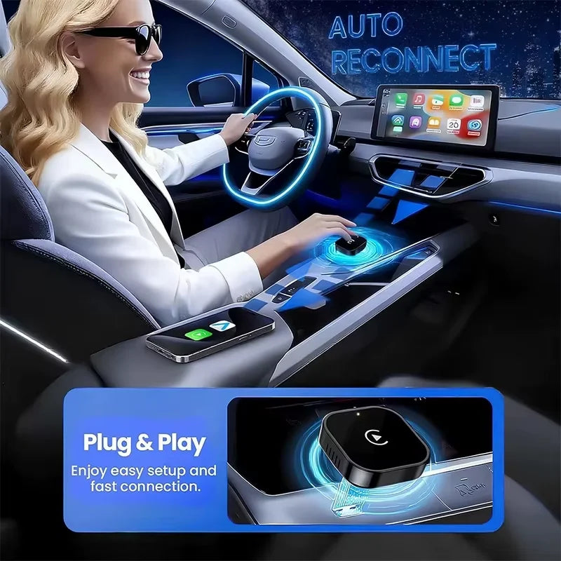 Vyvylabs 2-in-1 Wireless CarPlay Adapter USB USB-C Converter for Factory Wired CarPlay Vehicles iOS 10+ Android 11+ Android Auto Support