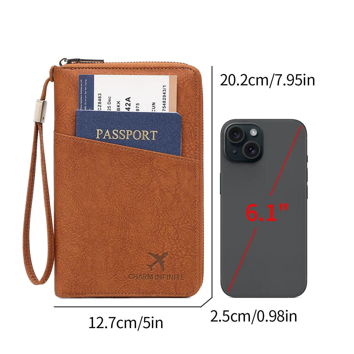 New Large Capacity RFID Anti-Magnetic Passport Holder with Zipper Multi-Function Travel Wallet for Documents And Tickets  Wallet