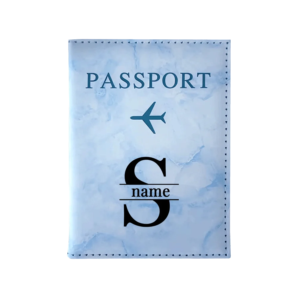 Customize Name Passport Cover Travel Wedding Passport Holder Organizer Personalized Black Initial Letter Printing Passport