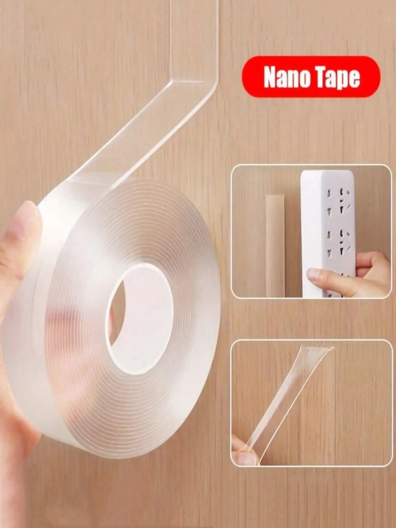 Heavy Duty Nano Double Sided Tape Strong Sticky Waterproof Reusable Transparent Mounting Tape Traceless Adhesive Strips for Home Decoration Wall Hanging