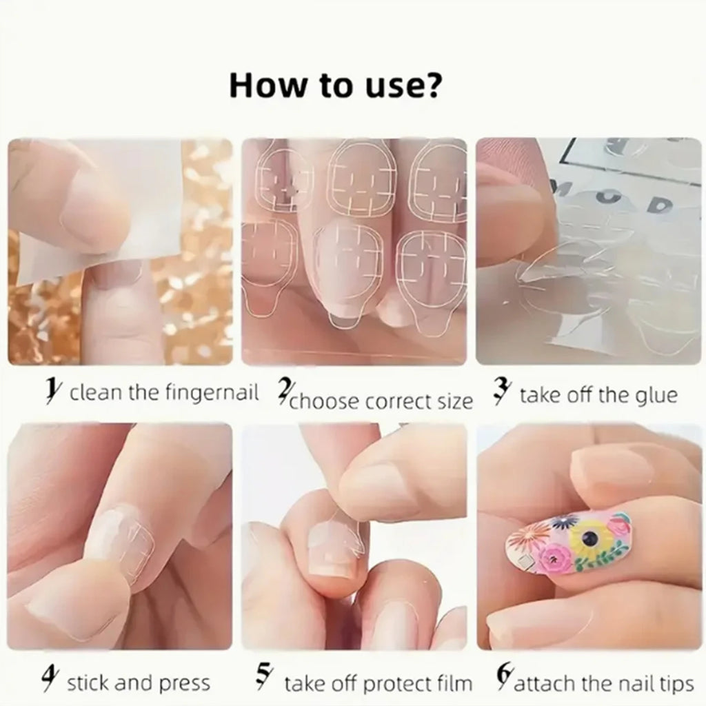 30 TO 160 Sheets Transparent Nail Adhesive Jelly Double-Sided Glue Stickers for Press On Nails & False Nails (24 Pills/Sheet)