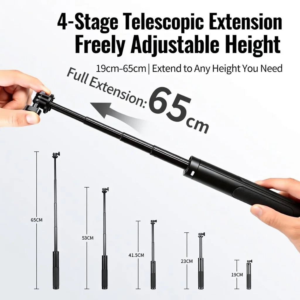 RONKOEN TZ-24 Mini 60cm Quick Release Selfie Stick Tripod Portable Adjustable for GoPro Insta360 DJI Osmo Action Camera