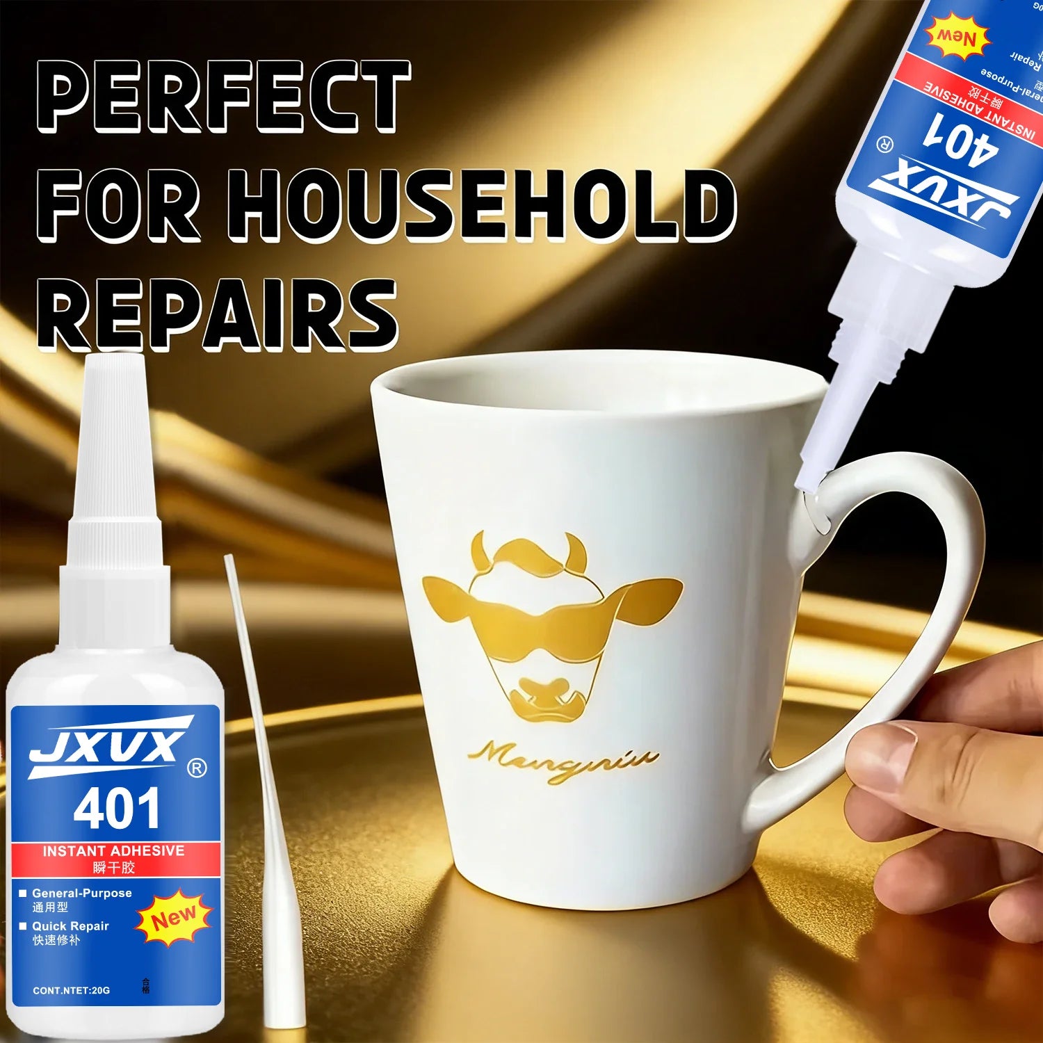 1-6Pcs401 Super Glue Plastic Professional Adhesive Transparent Cyanoacrylate Glue Fast Drying Odorless Long Lasting Bonding deli