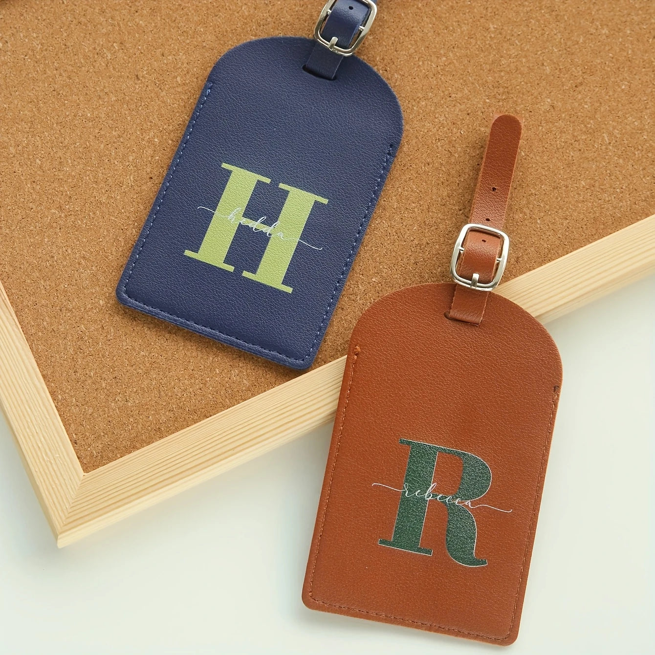 Custom Name&Initial Luggage Tag for Suitcases Personalized Colorful Monogram Name Luggage Tags with Privacy Name Card