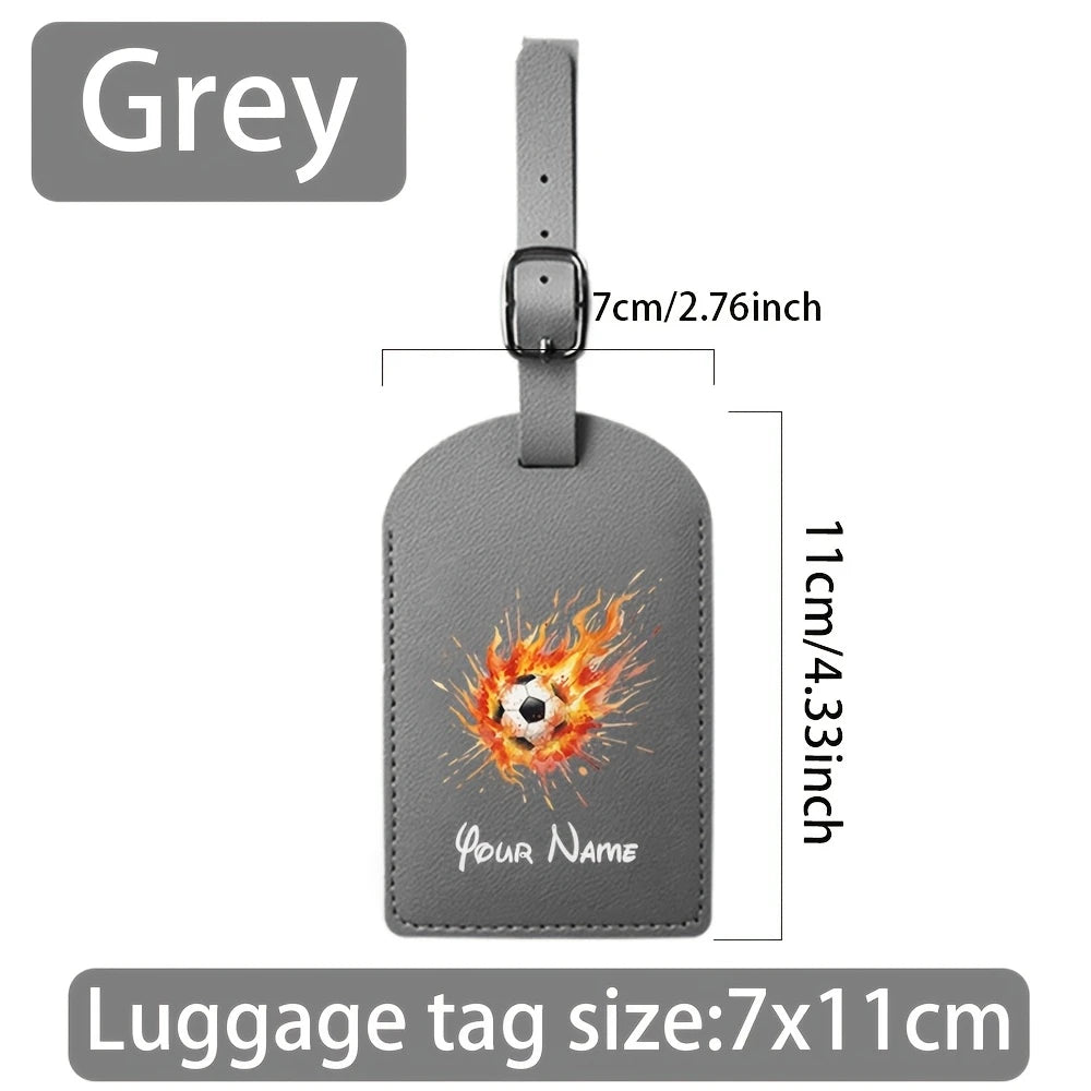 Customizable Name with Printed Football Design, Creative and Portable Travel ID Tag, Suitable for Suitcases