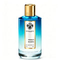 Mancera French Riviera Unisex EDP 120ml Gloss Blue White Gradient Square Bottle Polished Gold Ribbed Cap Gold Border White Iris Label Crisp Citrus Aquatic Marine Woody Scent Summer Beach Yacht Vacation Luxury Neutral Gift For