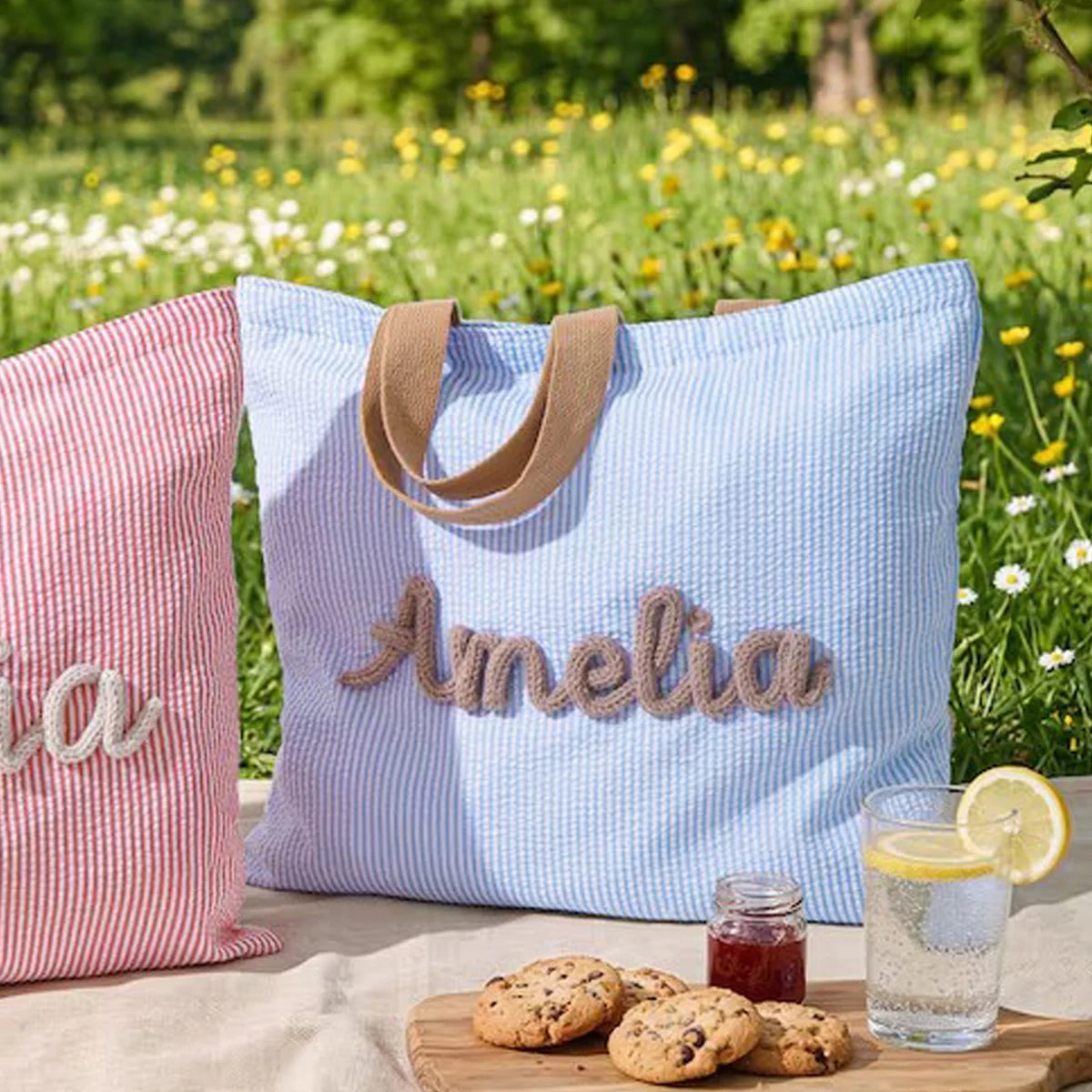Personalized Beach Tote Bag — Lined Beach Bag with Inner Pocket — Personalized Zippered Tote — Summer Hobo Bag — Bridesmaid Gift