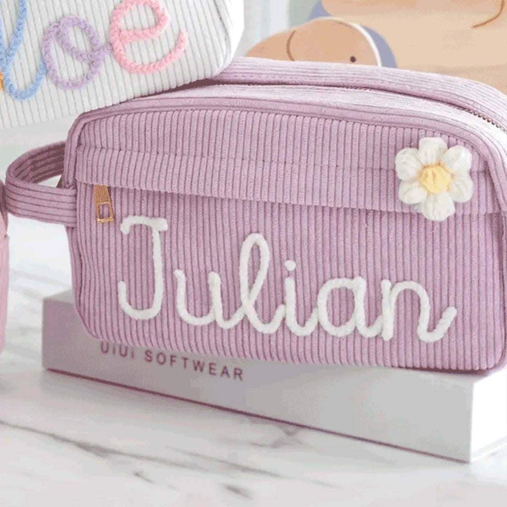 1pc Custom Corduroy Makeup Bag: Personalized yarn name bag, stylish and simple mini portable storage bag with large capacity