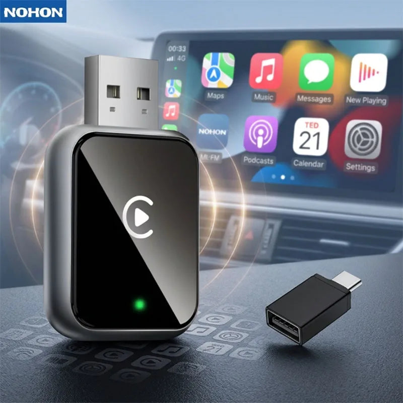 Wireless Carplay Adapter for iPhone Fast Auto Connection for iPhone Android Device Convert Wired to Carplay Wireless Adapter