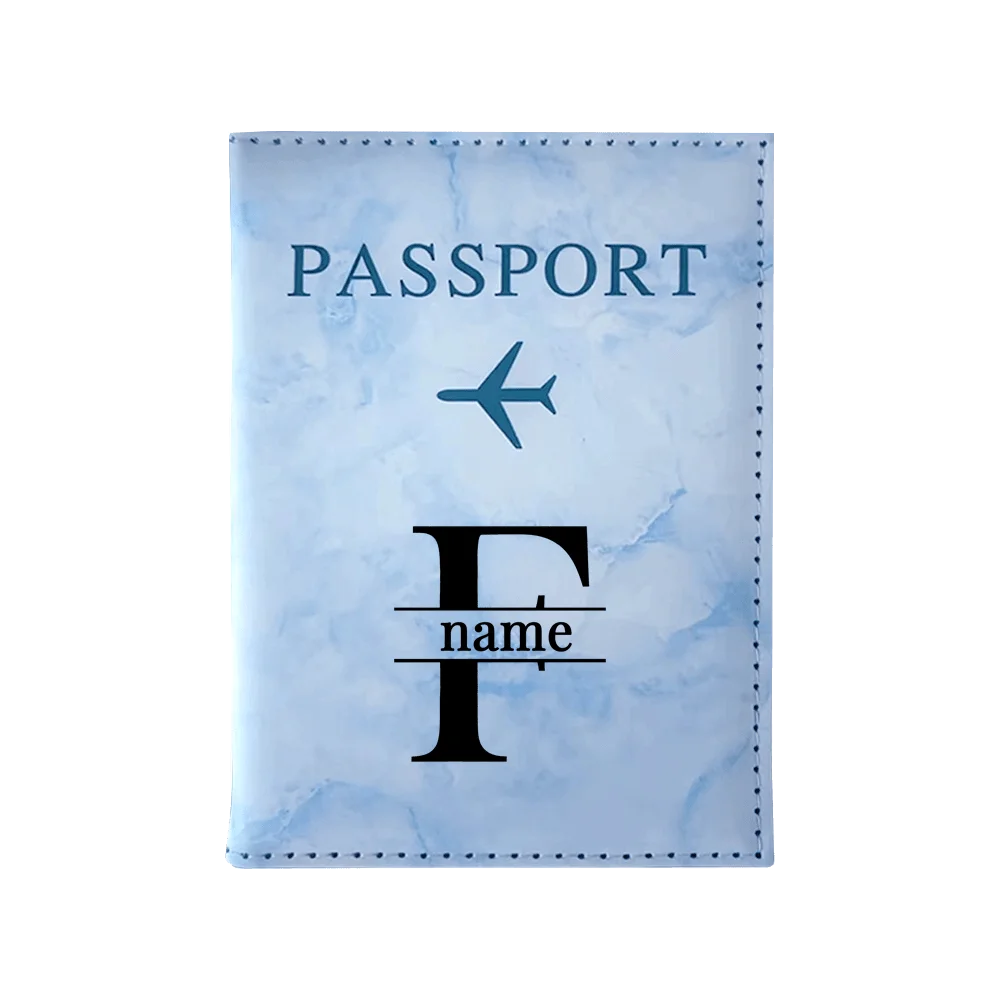 Customize Name Passport Cover Travel Wedding Passport Holder Organizer Personalized Black Initial Letter Printing Passport