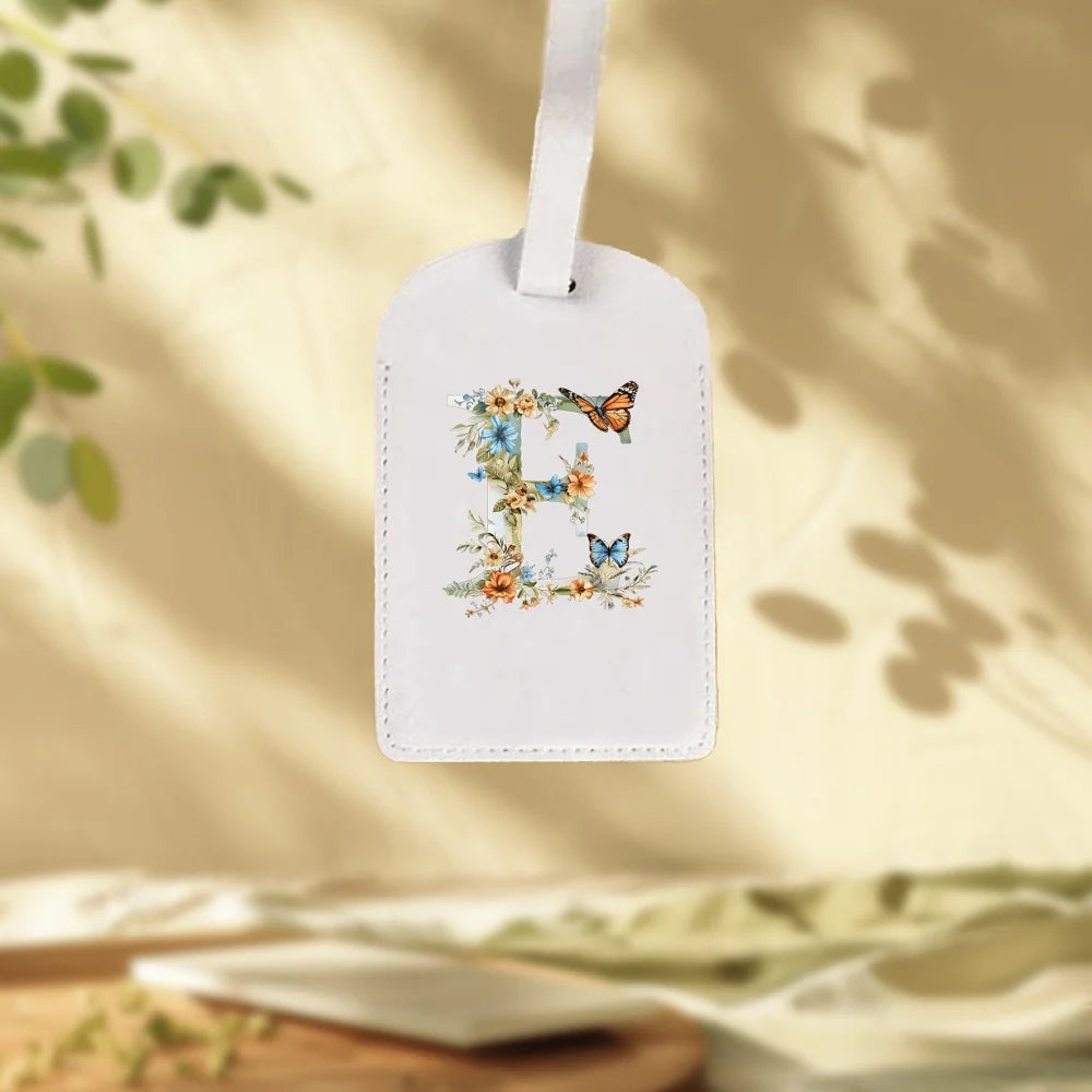 Custom White Luggage Tags Suitable for Suitcase, Clothing & Jewelry - Name/Logo/Text, 26 Floral Letter & Alphabet Tags