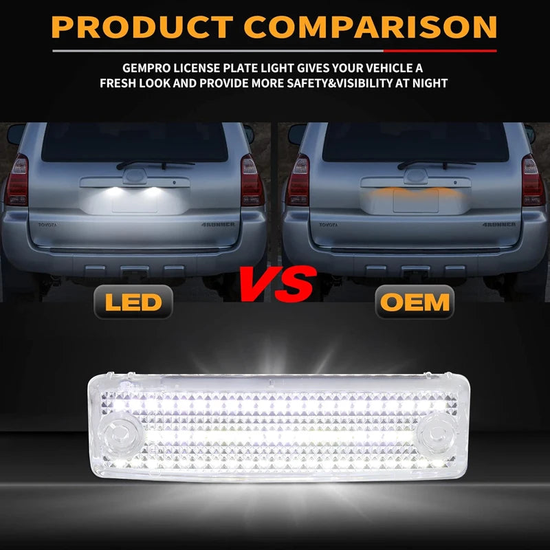 For Toyota 4Runner Sequoia' Land Cruiser Prado 150 Haice 100 Series Sienna Sequoia Hilux Lexus GX470 Led License Plate Light 12V