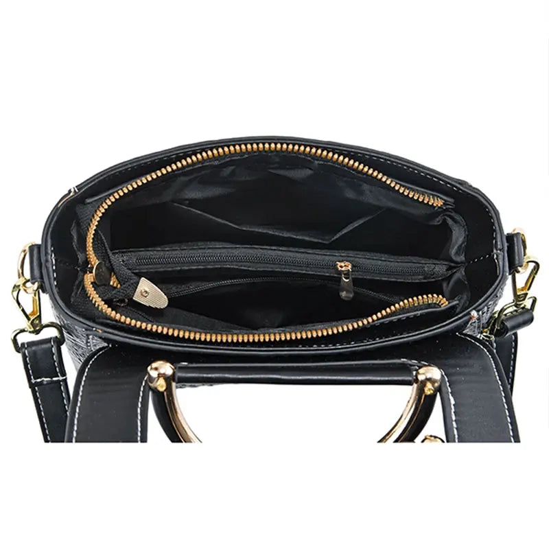 3-piece women's bag set, ladies handbag, crocodile pattern leather shoulder and crossbody bag, fliptop design bag, birthday gift