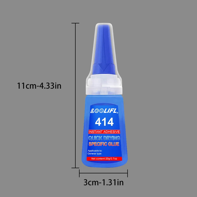 LOOLIFL 1-3pcs 414 Super Glue Instant Quick-drying Cyanoacrylate Adhesive Leather Rubber Wood Metal Strong Bond Liquid Glue Tool