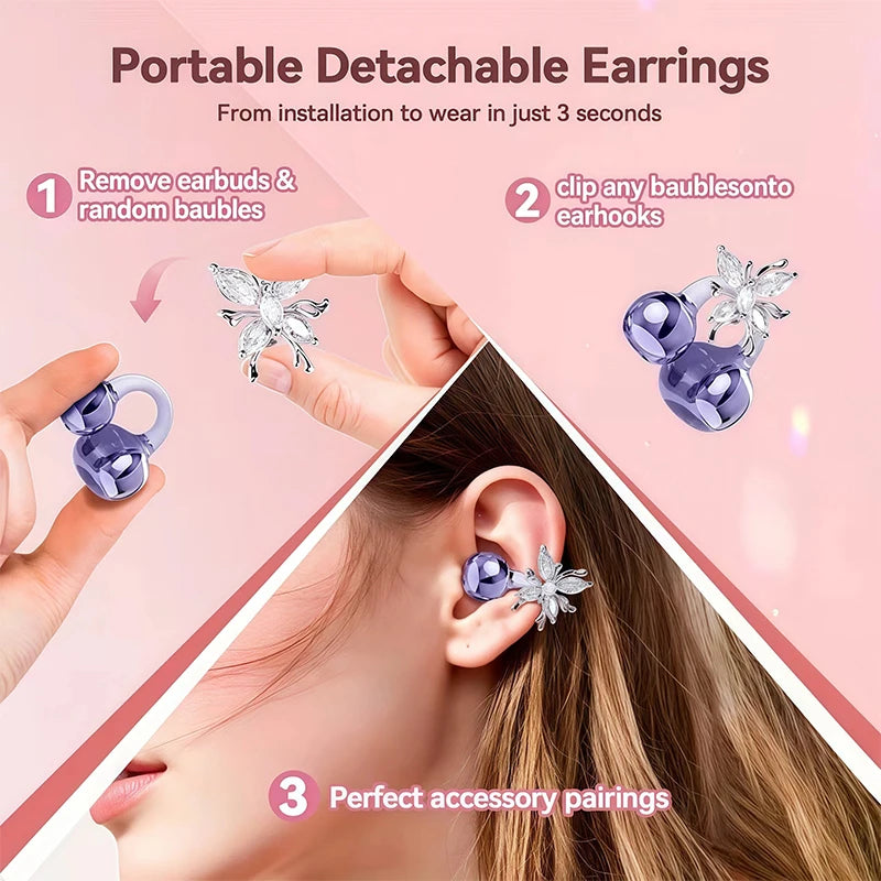 Wireless Bluetooth Earphones, Ear Clip Earphones, Designed Specifically for Sports, Suitable for Exercise, Cycling, and Travel