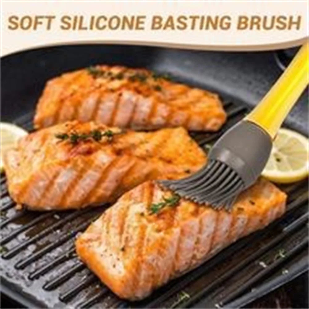 4-Piece Multifunctional Silicone Baking Tool Set with Round-Headed Barbecue Oil Brush and Kitchen Cooking Brush