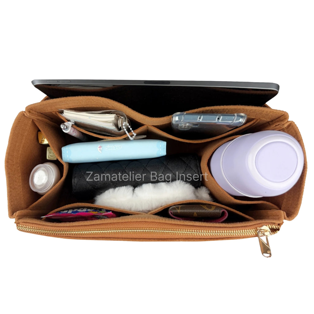 Custom Fit Felt Purse Organizer Insert for L.V. Low Key Hobo PM/MM, Structured Liner with Zipper Pocket & Bottom Support