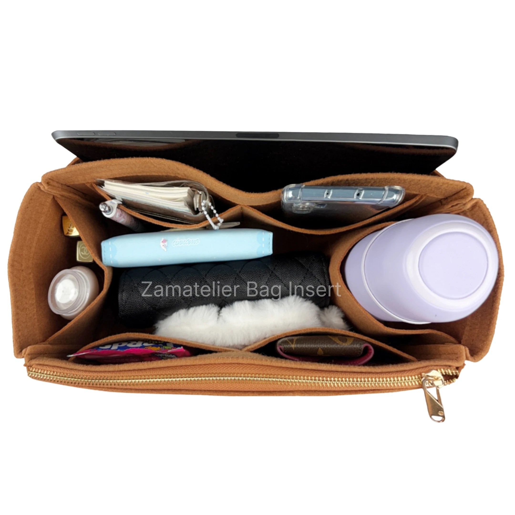 Custom Fit Felt Purse Organizer Insert for L.V. Low Key Hobo PM/MM, Structured Liner with Zipper Pocket & Bottom Support