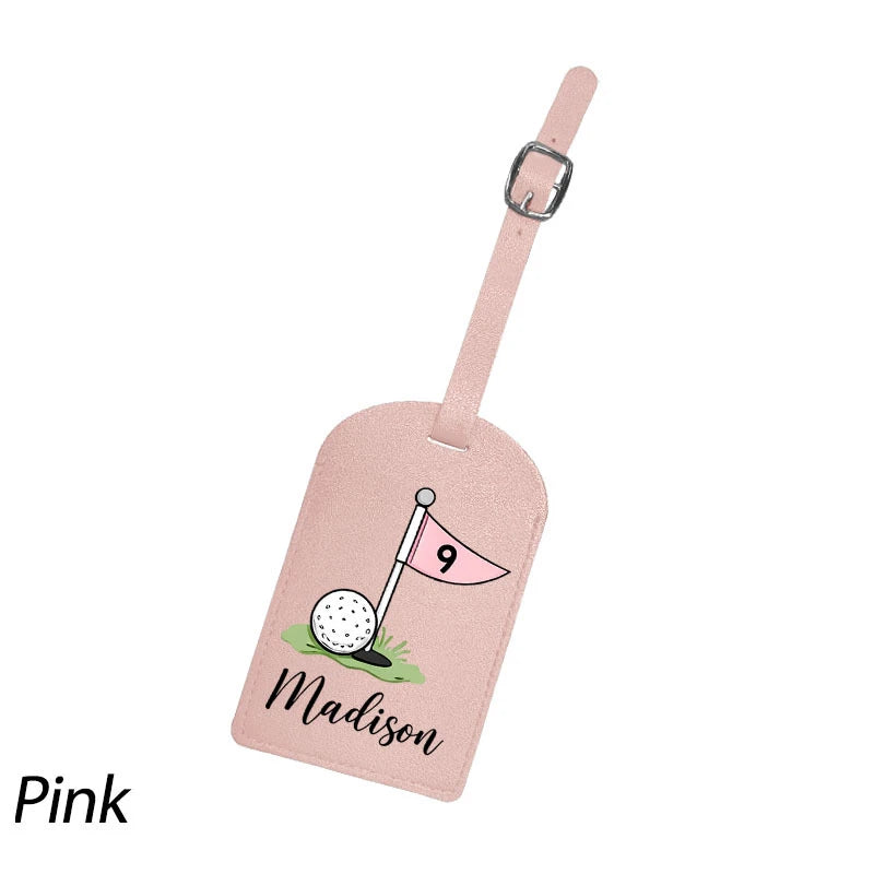 Custom Personalized Synthetic Leather Luggage Tag Golf Theme PU Material Privacy Flap Cover Travel Bag Identifier Perfect
