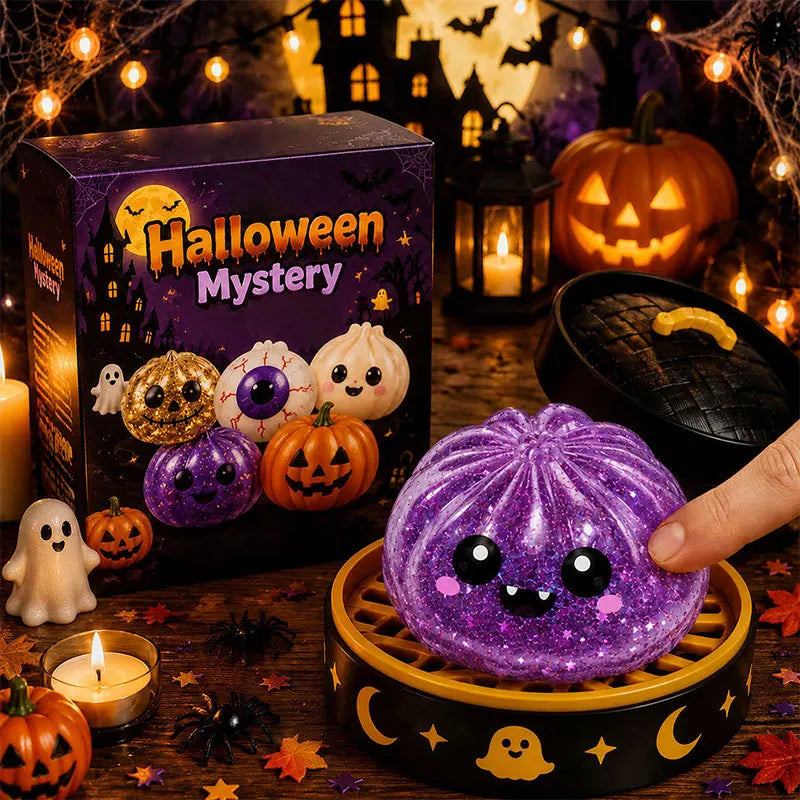 5.5cm/10cm Halloween Ghost Dumpling Pressure Squishies Slow Rising Stress Relief Fidget Toy for Kids Adults Anti-Anxiety Gift