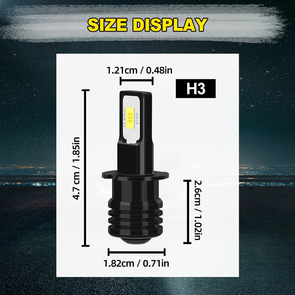 For Lexus GX470 2003-2009 2PCS H3 15000LM LED Fog Light Bulbs Bright White 6000K Auto Driving Running Lamps