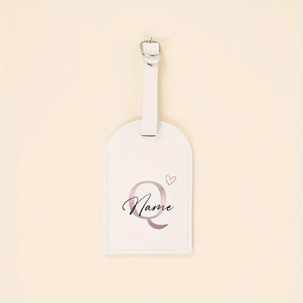 Custom Name Tag - Elegant Font Engraving Name/Initials, PU Material - Wedding,Birthday, Travel Gift - Customizable Letter (A-Z)