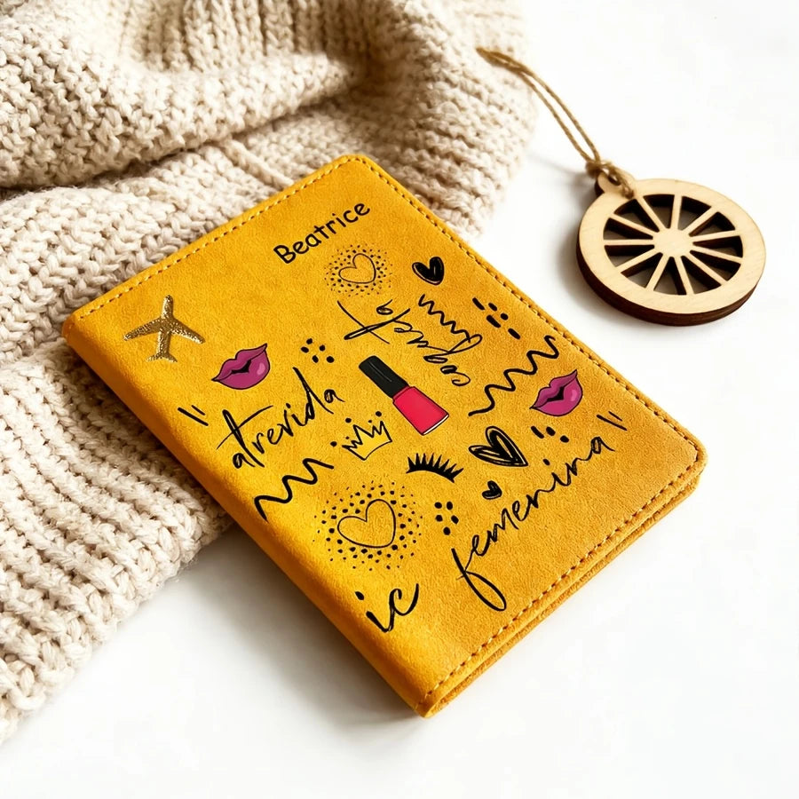 Customizable Text Name Passport Holder, Fashionable Letter Pattern Passport Case,Lightweight and Suitable for Travel and Outings