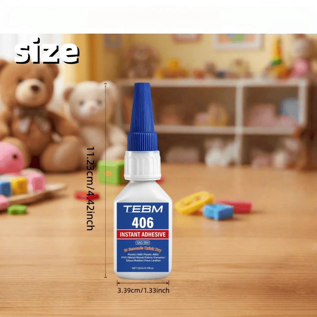 TEBM Super Glue Instant Quick-drying Cyanoacrylate Adhesive Leather Rubber Wood Metal Strong Bond Liquid Glue Tool