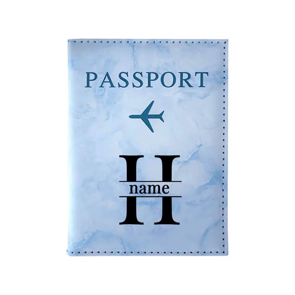Customize Name Passport Cover Travel Wedding Passport Holder Organizer Personalized Black Initial Letter Printing Passport