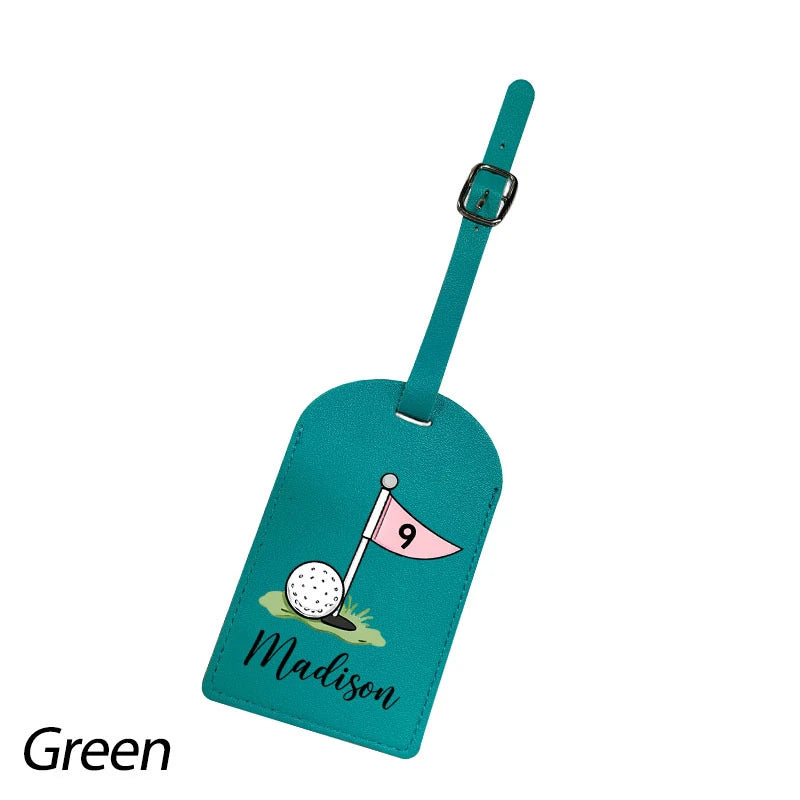 Custom Personalized Synthetic Leather Luggage Tag Golf Theme PU Material Privacy Flap Cover Travel Bag Identifier Perfect