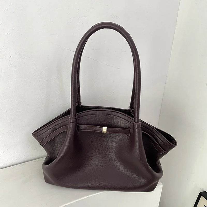 Luxury Fashion Niche Design Soft PU Leather Tote Bag Spacious Capacity Women's Shoulder Bag Crossbody Bag Commuting Travel