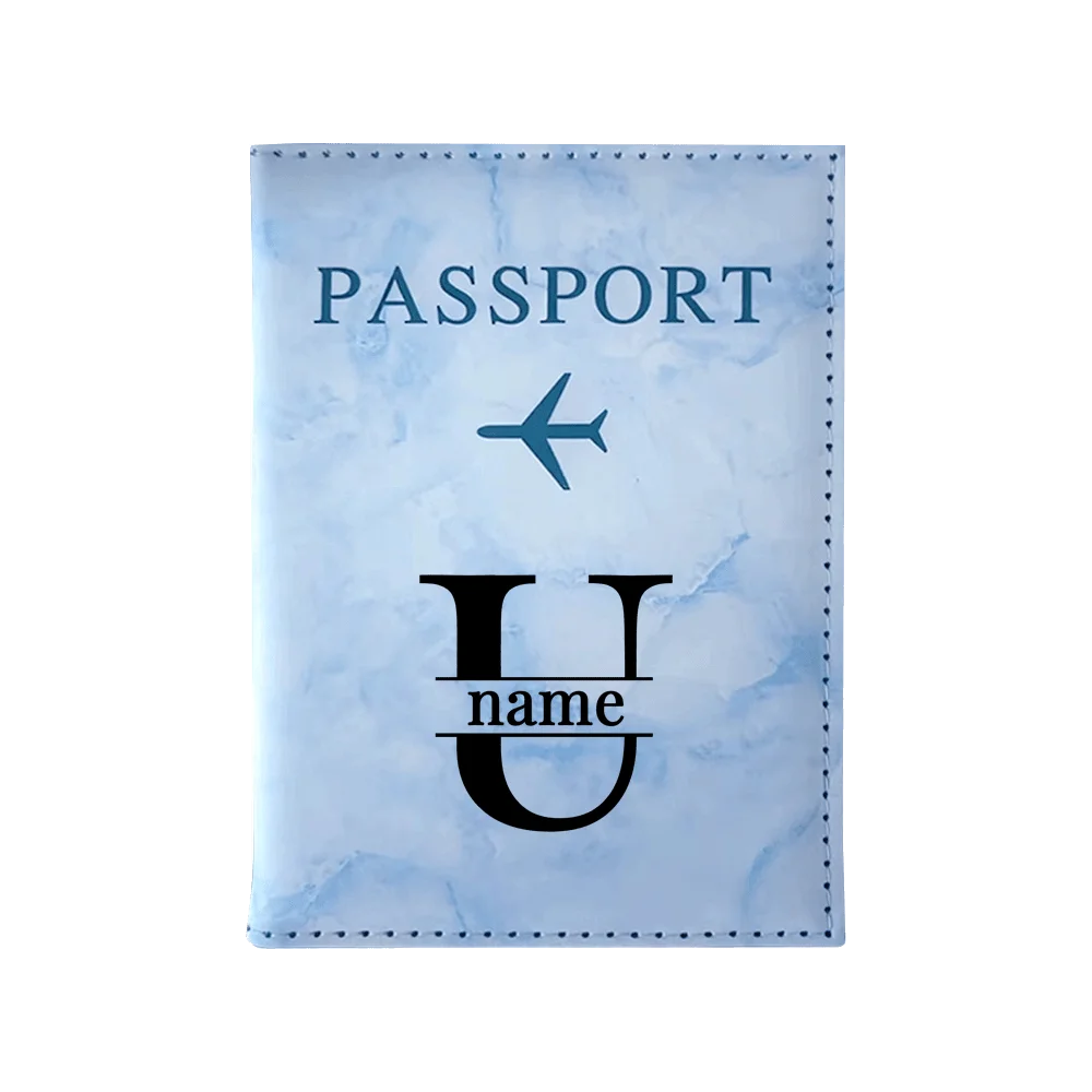 Customize Name Passport Cover Travel Wedding Passport Holder Organizer Personalized Black Initial Letter Printing Passport