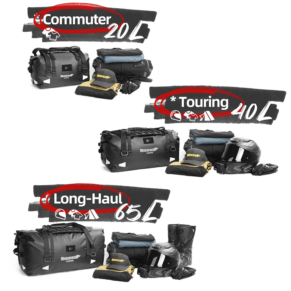 Rhinowalk Motorcycle Saddle Bag Waterproof 20L/40L/65L Universal Pannier Side Bag Top Travel Luggage Box Free Combination