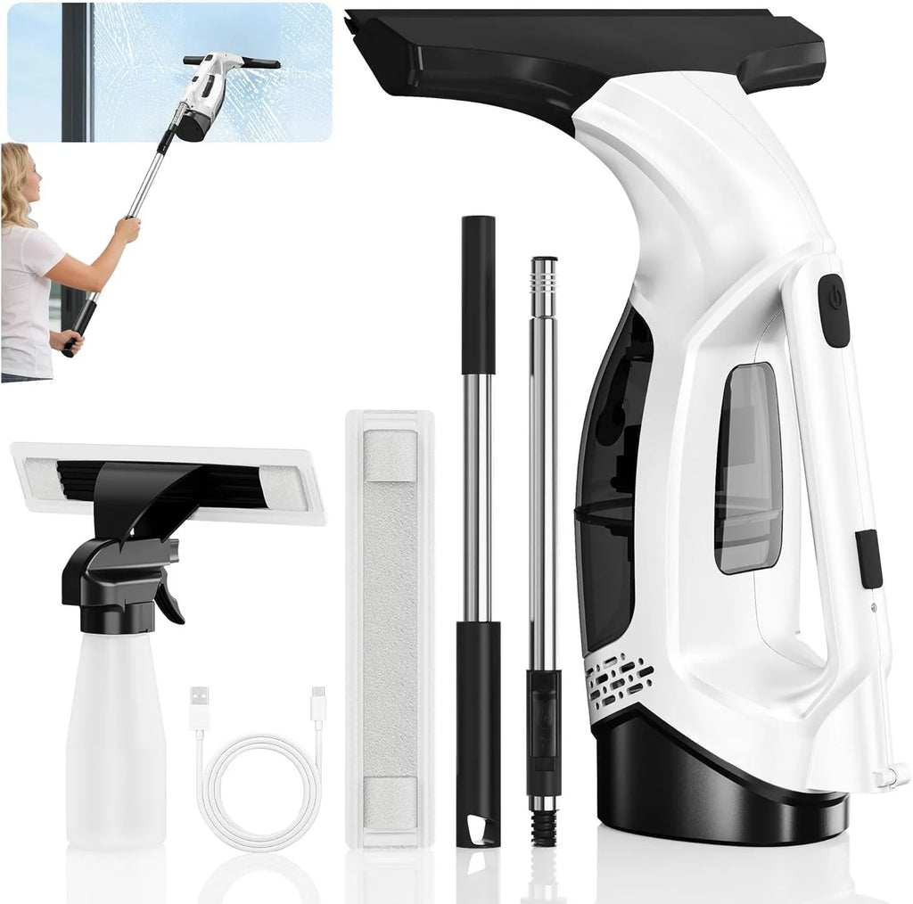 Window Vacuum Squeegee Cordless 2000Pa Electric Window Cleaner Tool with 2200mAh 150ml Water Collection Tank Window Cleaning Kit
