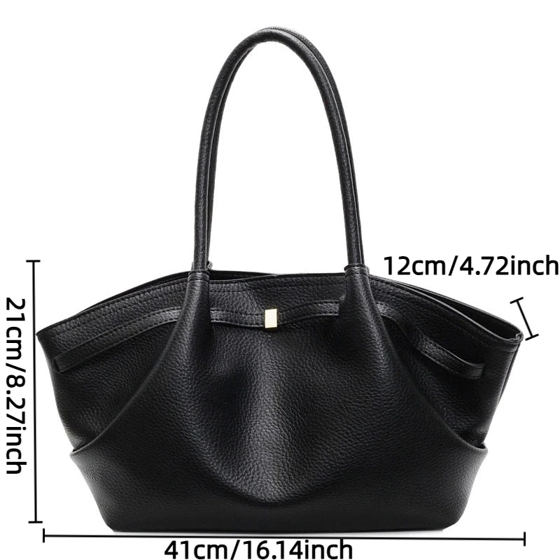 Luxury Fashion Niche Design Soft PU Leather Tote Bag Spacious Capacity Women's Shoulder Bag Crossbody Bag Commuting Travel