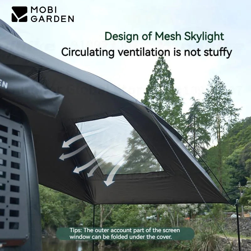 MOBI GARDEN Car Side Tent SUV Docking Camping Picnic Waterproof Sunscreen UPF50+ Convenient Black Advanced Canopy Awning Outdoor