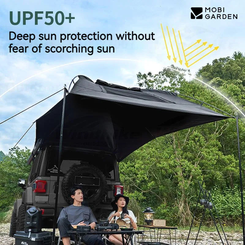 MOBI GARDEN Car Side Tent SUV Docking Camping Picnic Waterproof Sunscreen UPF50+ Convenient Black Advanced Canopy Awning Outdoor
