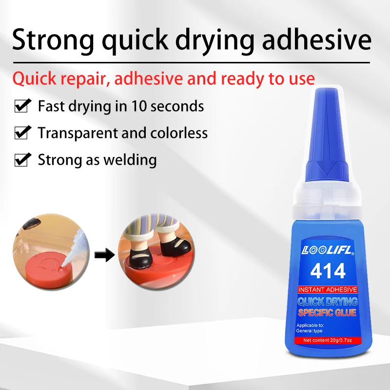 LOOLIFL 1-3pcs 414 Super Glue Instant Quick-drying Cyanoacrylate Adhesive Leather Rubber Wood Metal Strong Bond Liquid Glue Tool