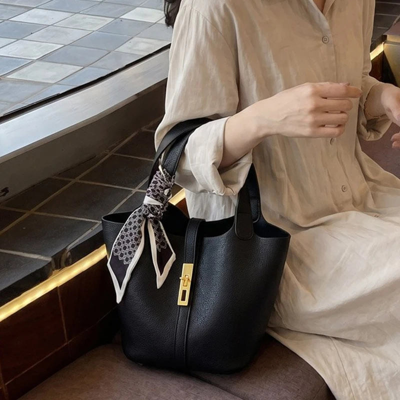 Women's Genuine Leather Handbags Bucket Bag Fashion Tote Small to Big Luxury Quality Designer Lady's Hand Bags