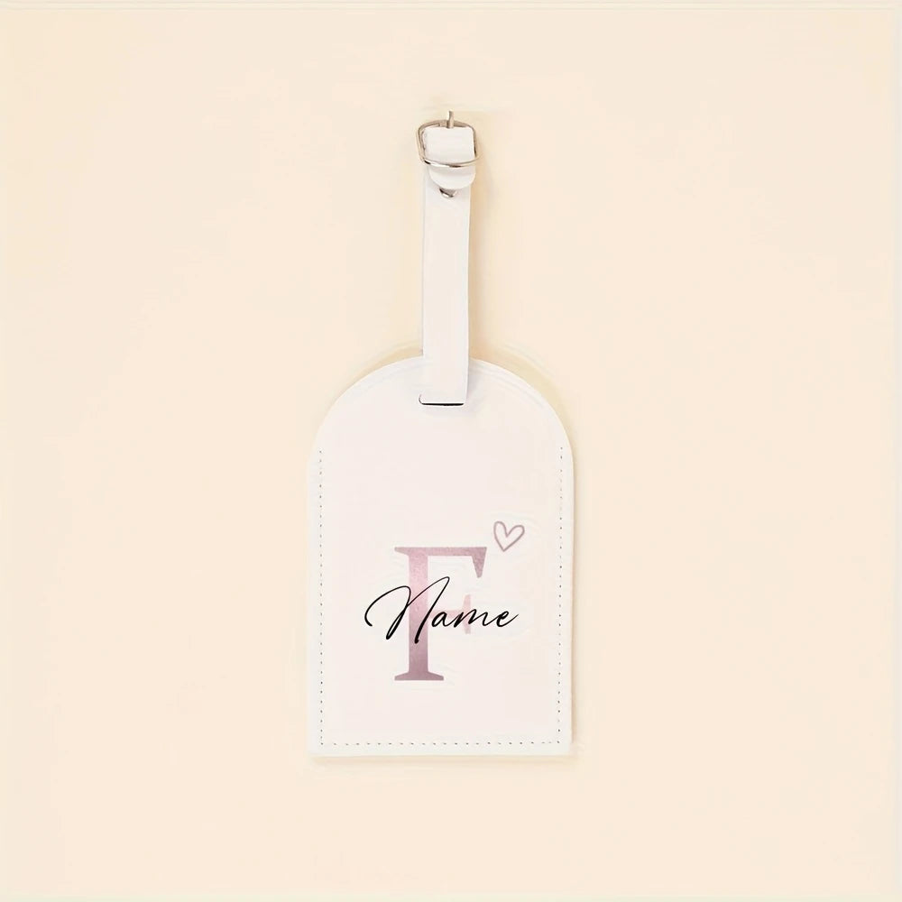 Custom Name Tag - Elegant Font Engraving Name/Initials, PU Material - Wedding,Birthday, Travel Gift - Customizable Letter (A-Z)