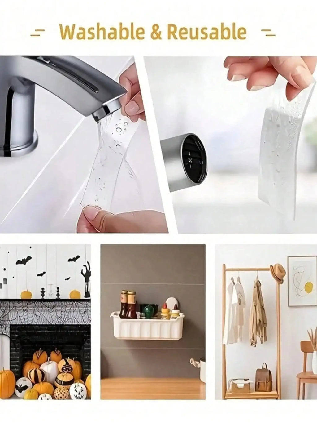 Heavy Duty Nano Double Sided Tape Strong Sticky Waterproof Reusable Transparent Mounting Tape Traceless Adhesive Strips for Home Decoration Wall Hanging