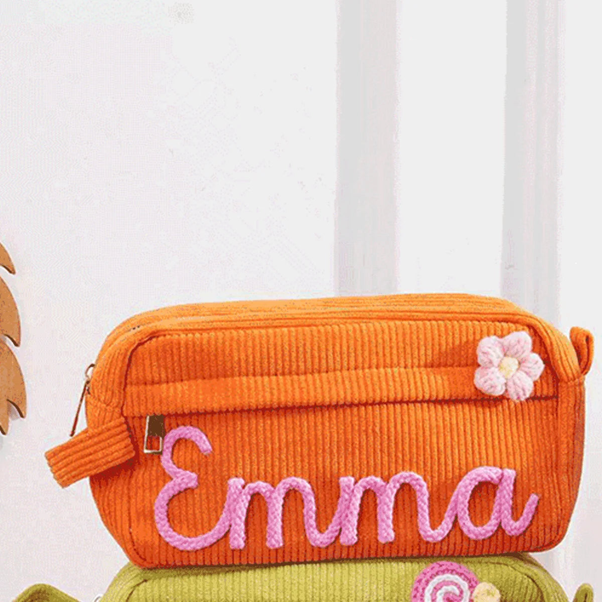 1pc Custom Corduroy Makeup Bag: Personalized yarn name bag, stylish and simple mini portable storage bag with large capacity