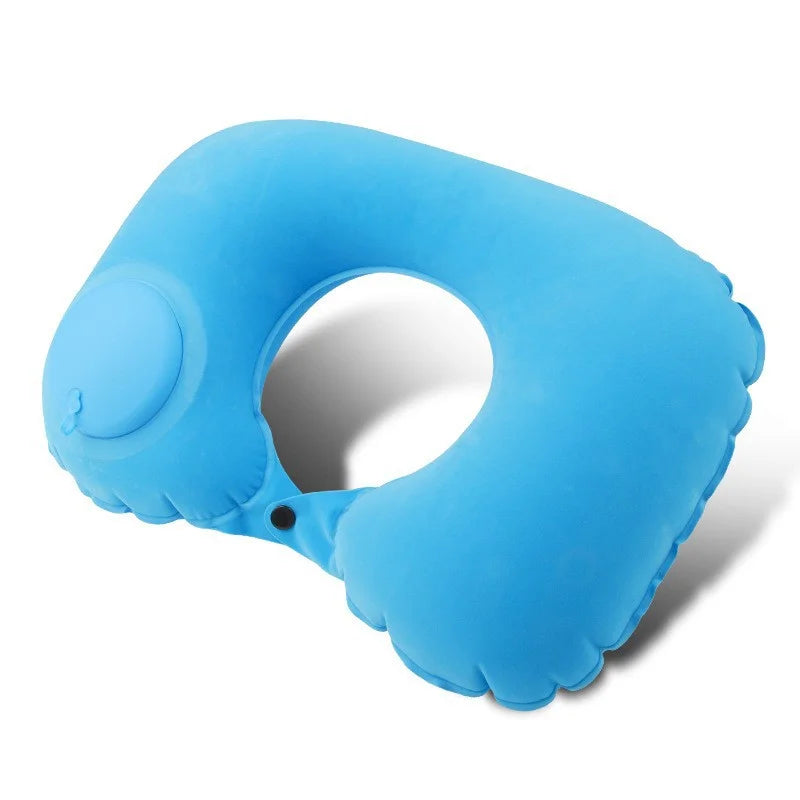 U-Shaped Inflatable Travel Pillow Portable Neck Support Pillow Has Comfortable Sleeping Press Inflatable Neck Pillow
