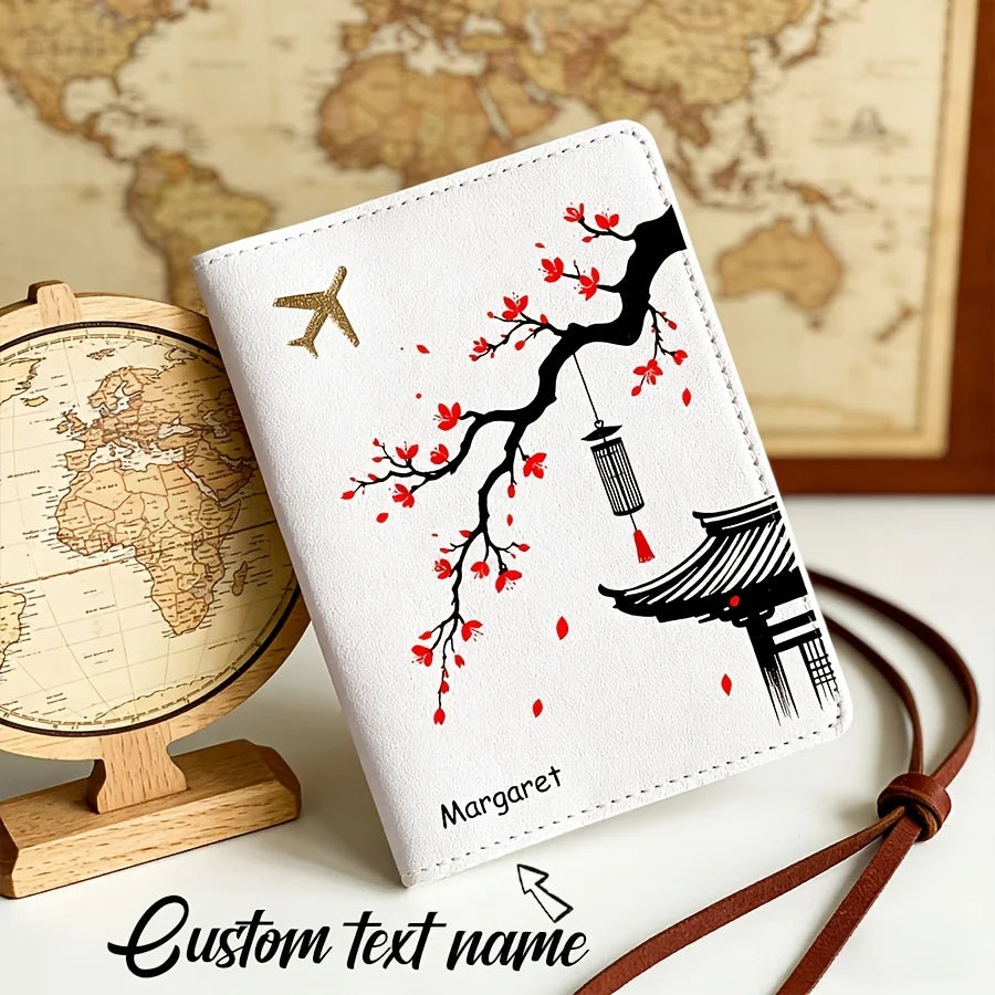 Floral Design Custom Passport Holder Lightweight Portable Travel Wallet Card Case Personalized Vacation Essential Gift